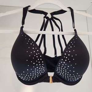 Victoria's Secret Black Studded Push-Up Bra with Strappy Back